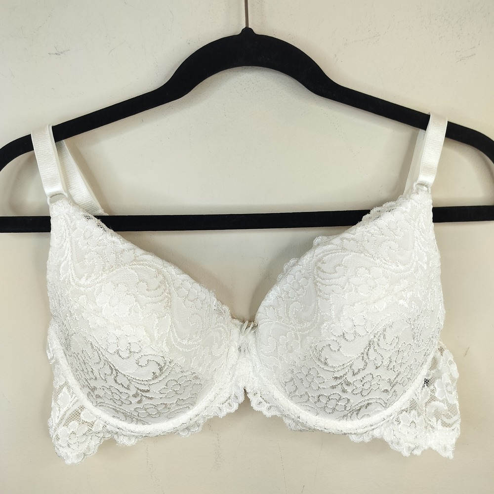 Smart & Sexy Bra 38C Underwire Floral Lace Romantic White